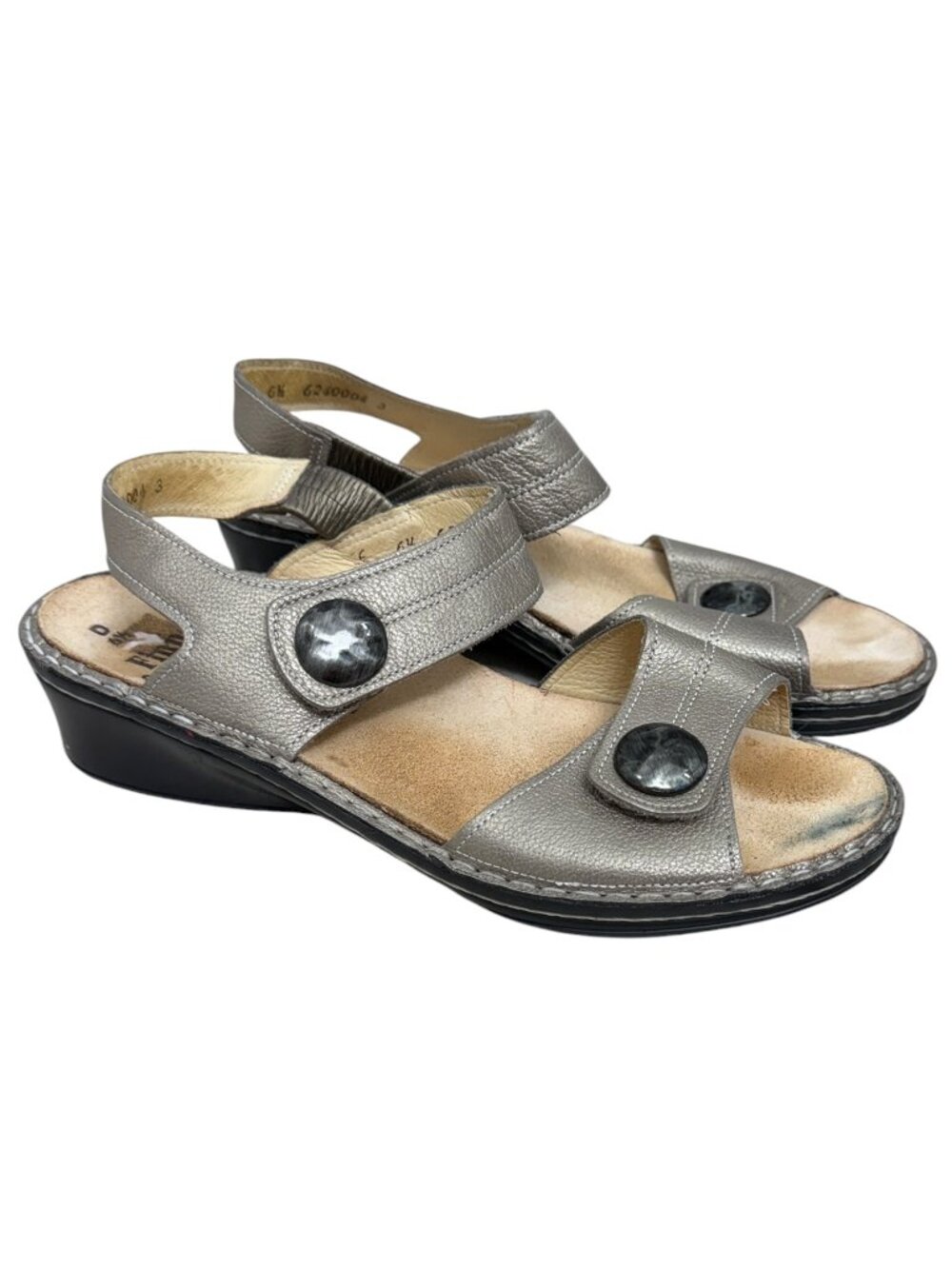 Finn Comfort Alanya Metallic Gold Leather Slingback Sandals Women's Size 6.5
